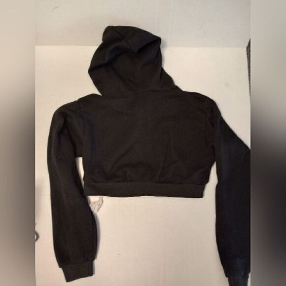 cropped hoodie with drawstring hood - Picture 2 of 6